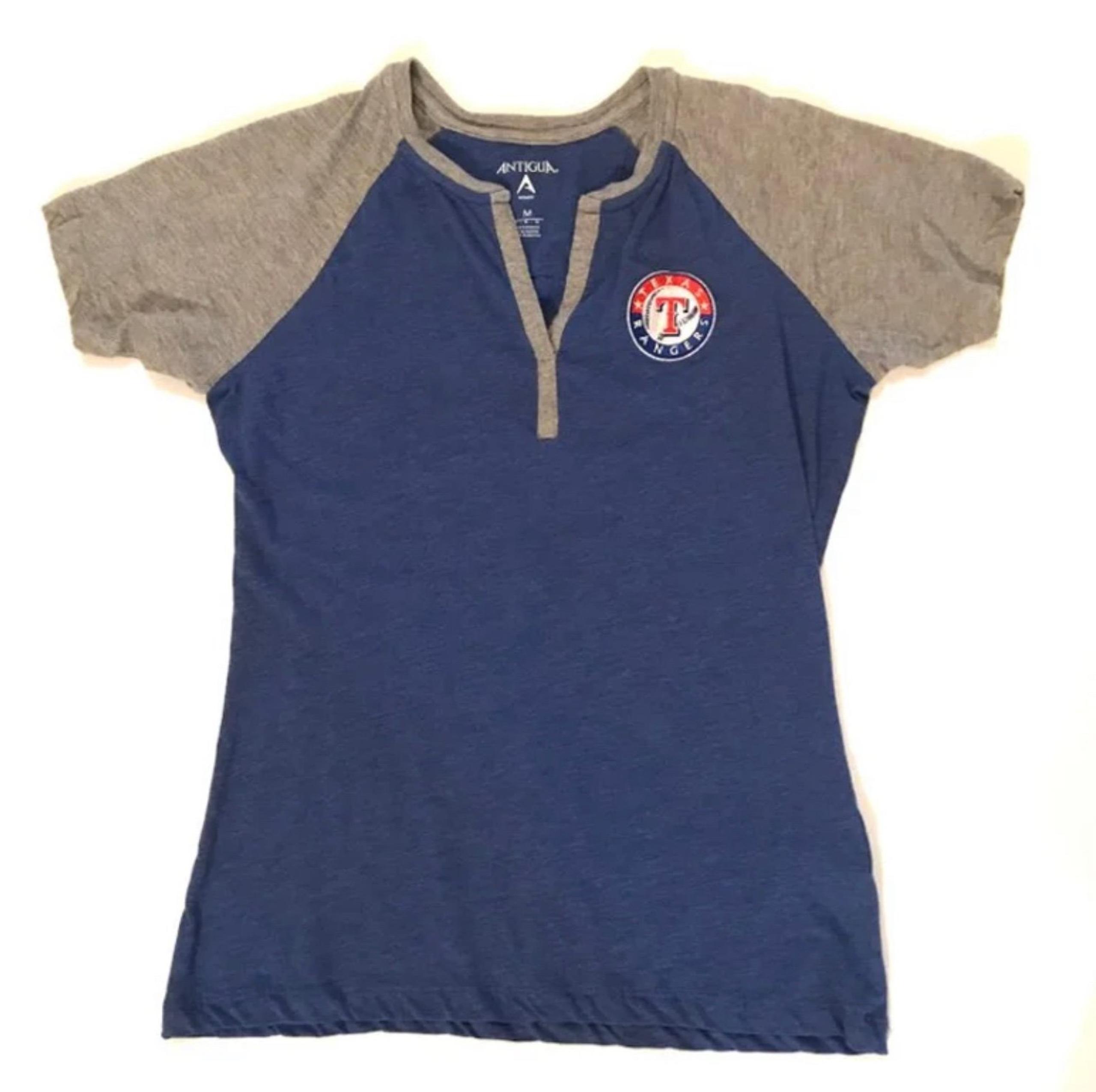 Texas Rangers Antigua split neck baseball jersey T-shirt medium