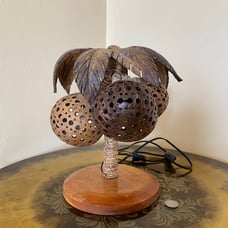 Coconut Tree Table Lamp Tiki Retro Decor Vintage