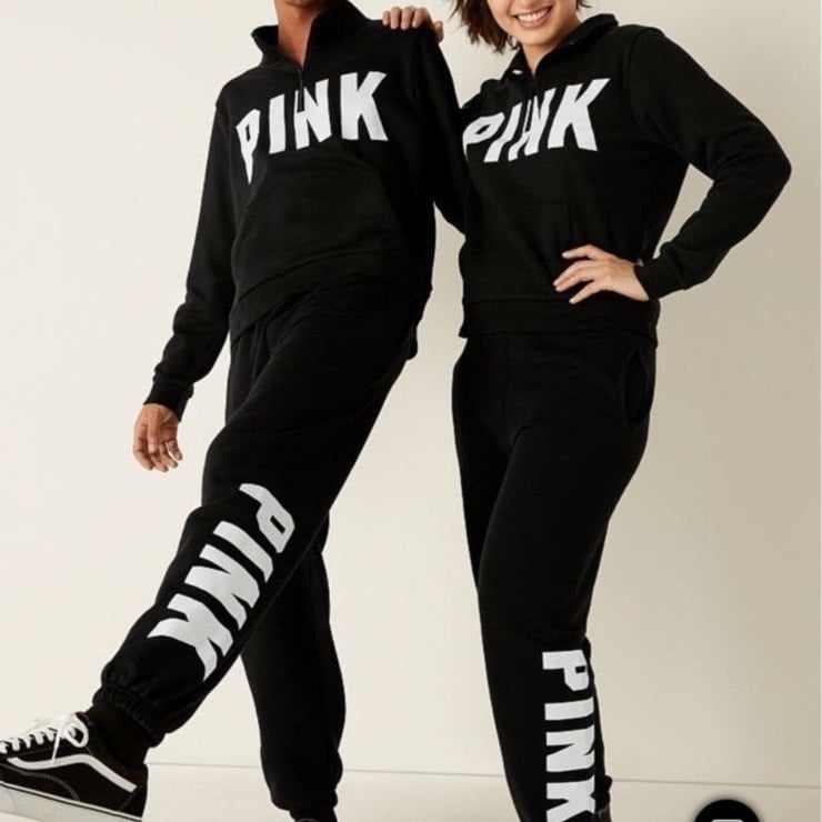 VS PINK campus pant vs pink full zip hoodie pure black classic logo sz m slides