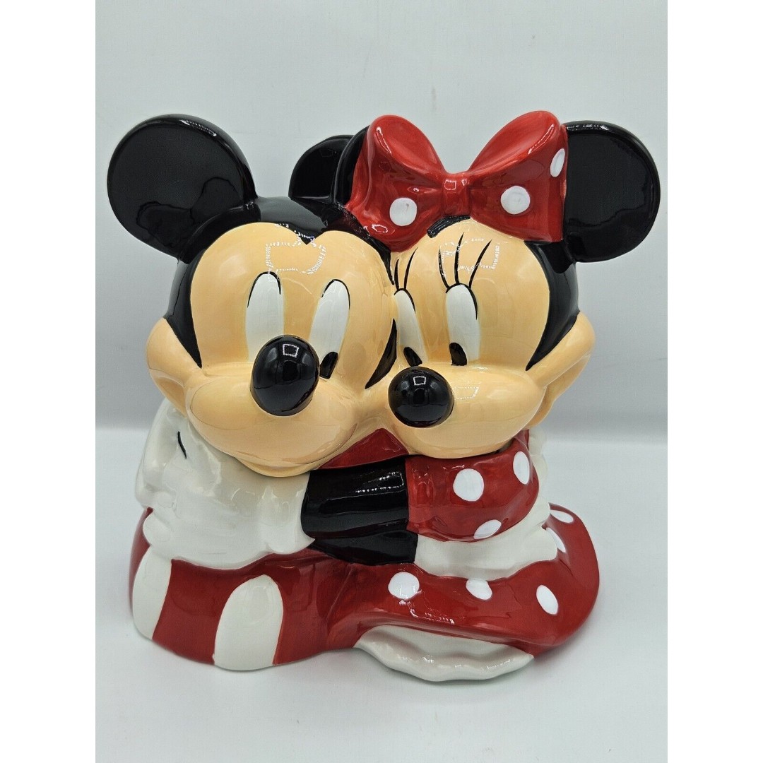 InspEARations Minnie & Mickey Hugging Cookie Jar Vintage 10.25 Tall