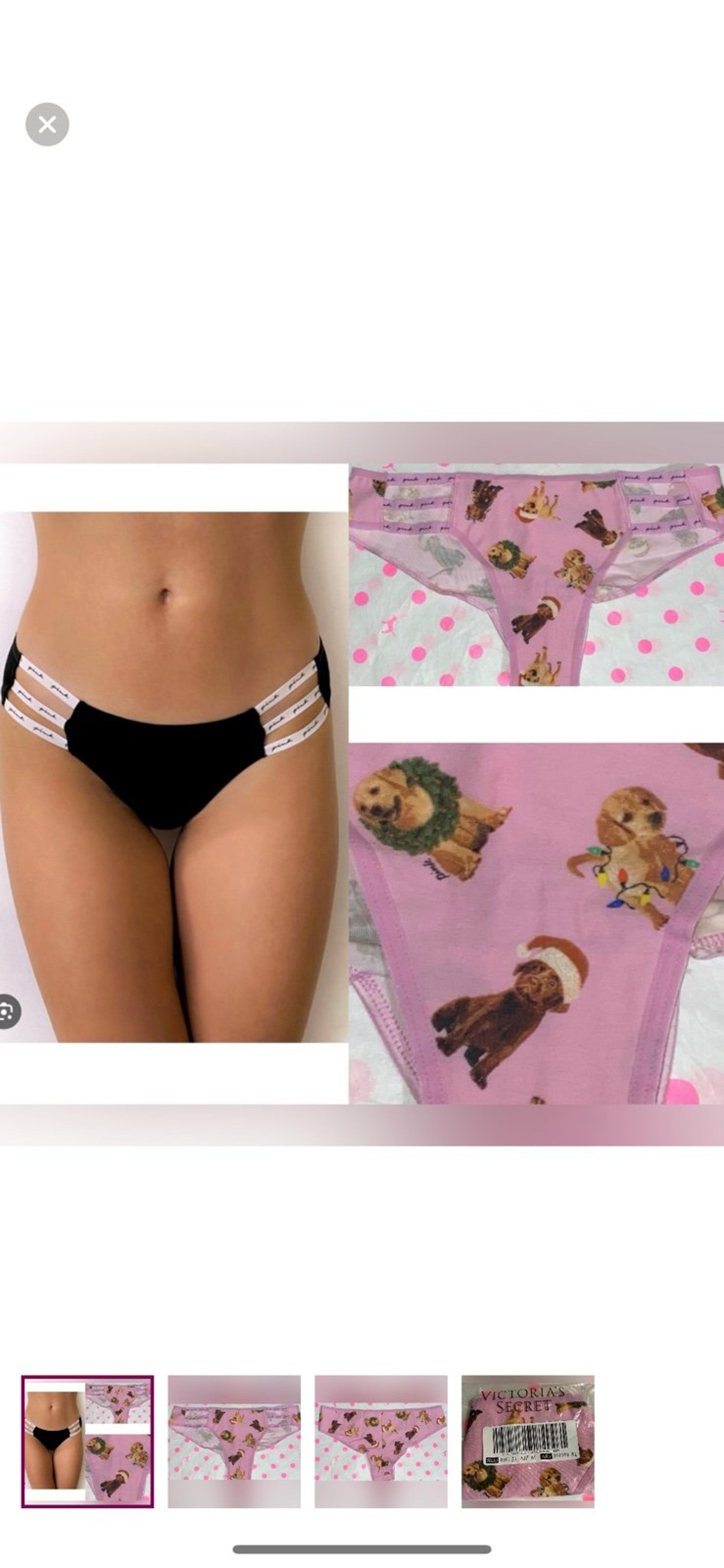 PINK Victoria’s Secret Cotton Strappy Cheekster PINK Cheeky panties holiday dog
