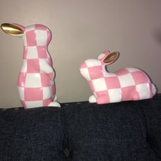 ❤️ pink and white checkered bunnies w/ gold accents