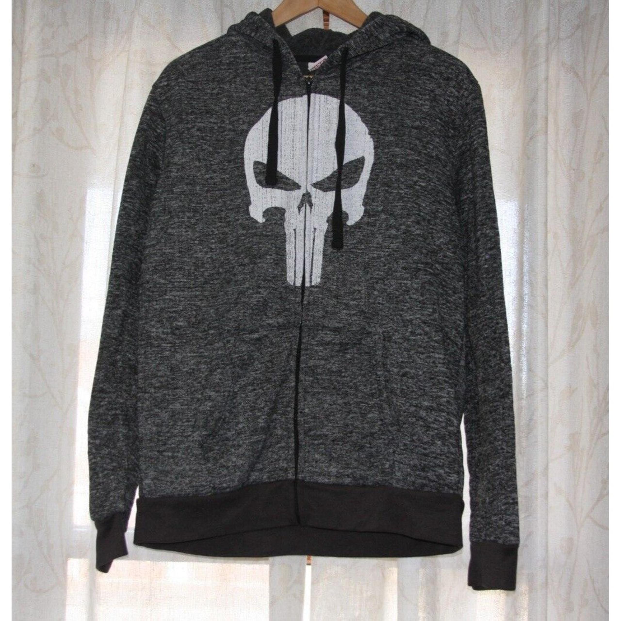 Punisher Marvel Comic Men's Jacket Full Zip Up Hoodie Large - black /gray