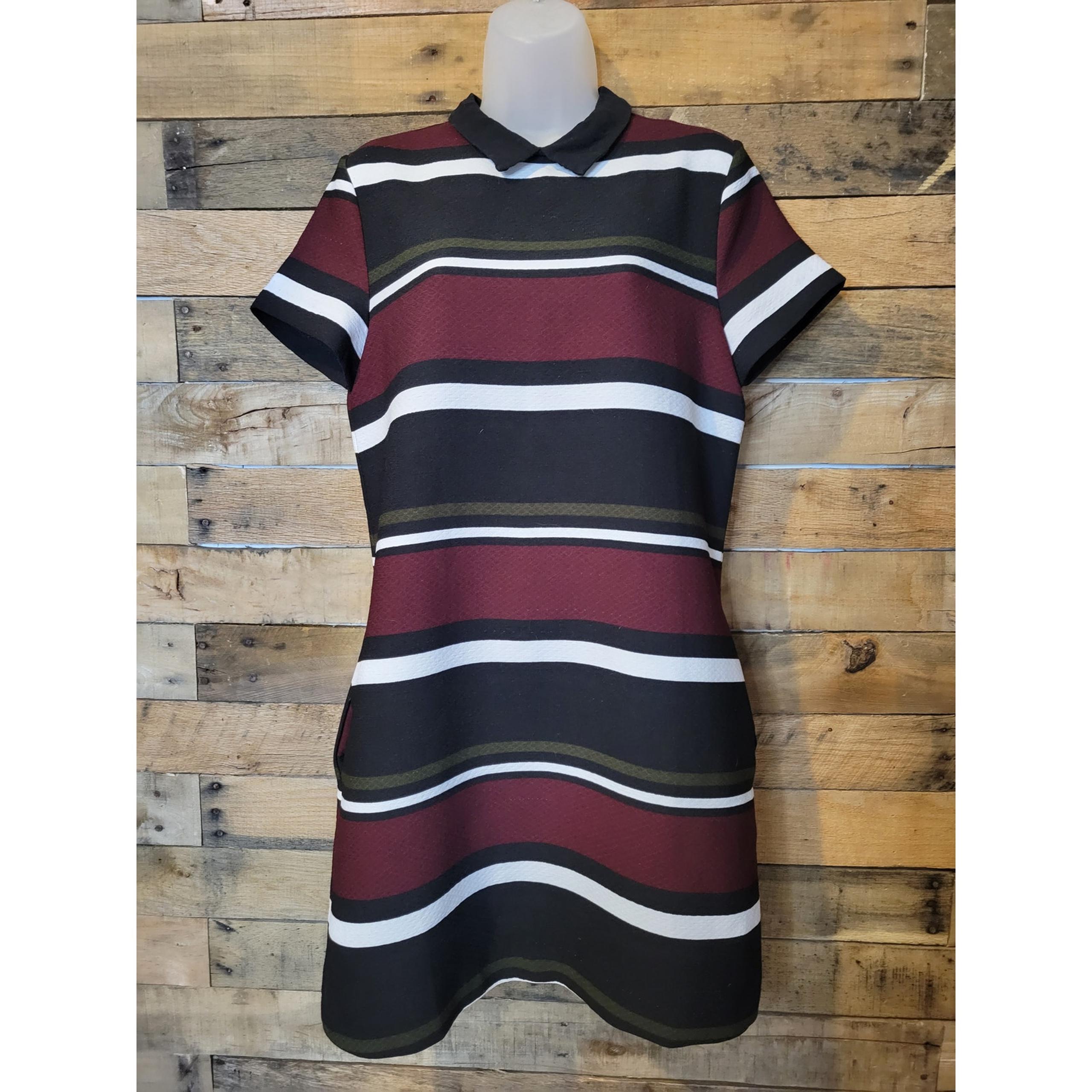 Esley women's bold color block stripped knee length dress size medium