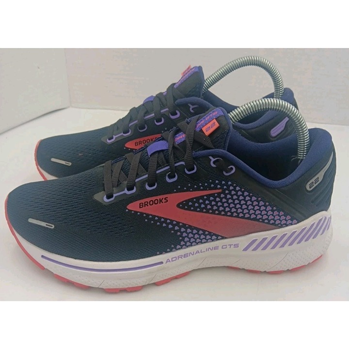 Brooks Adrenaline GTS 22 Womens Size 9 Blue Pink Athletic Running Shoes Sneakers