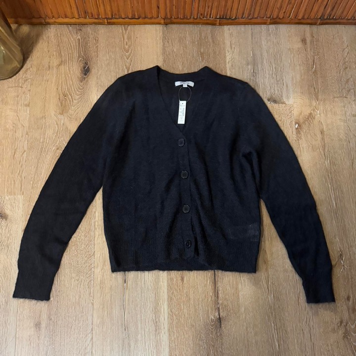 NWT Madewell ALPACA Blend Dark Charcoal Gray Cardigan Sweater size Small Petite