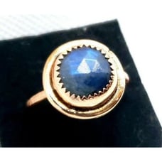 Blue Labradorite copper crystal ring size 9.5
