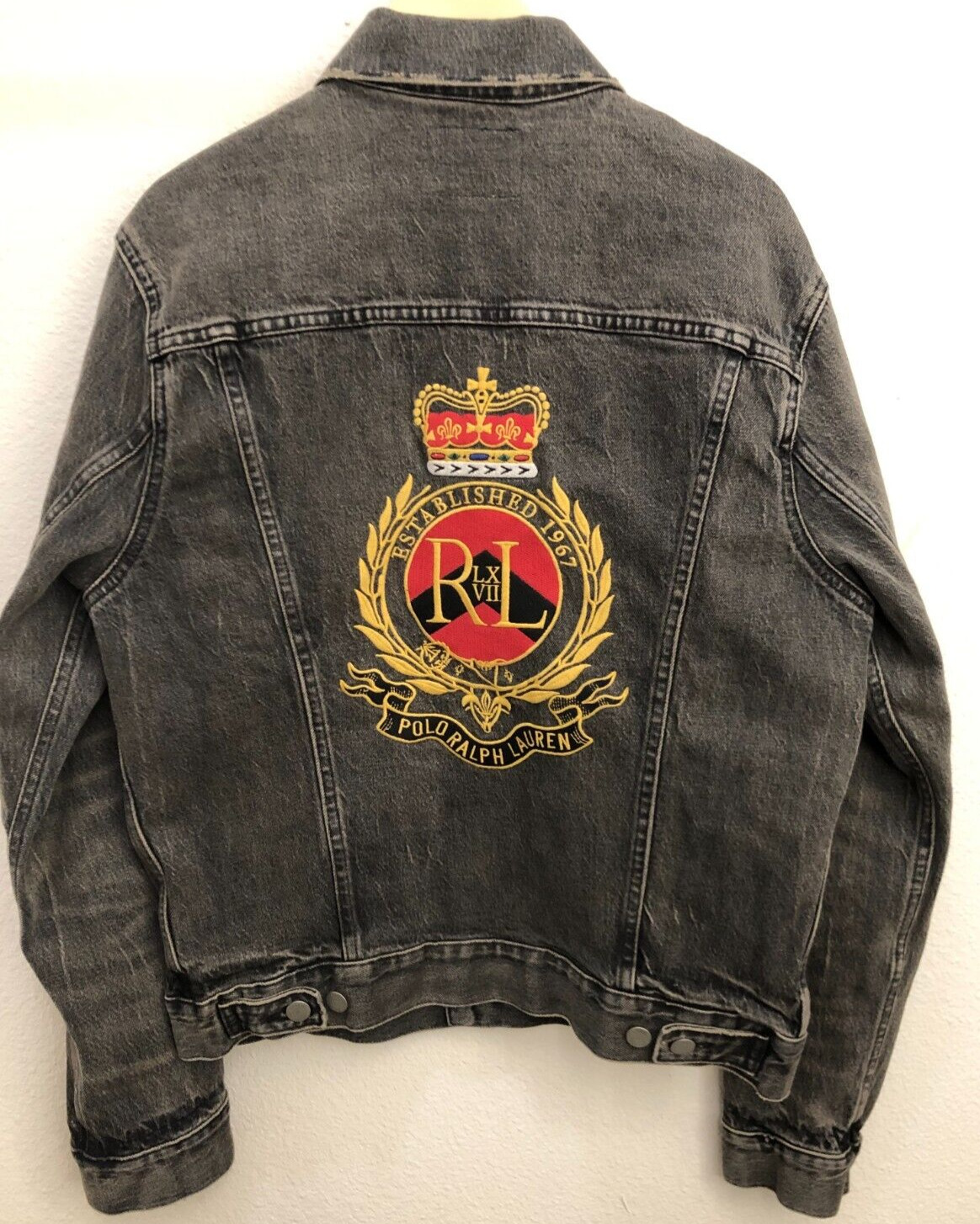 Polo Ralph Lauren Gold Crown Crest Stretch Trucker Denim Jean Jacket Men’s M N