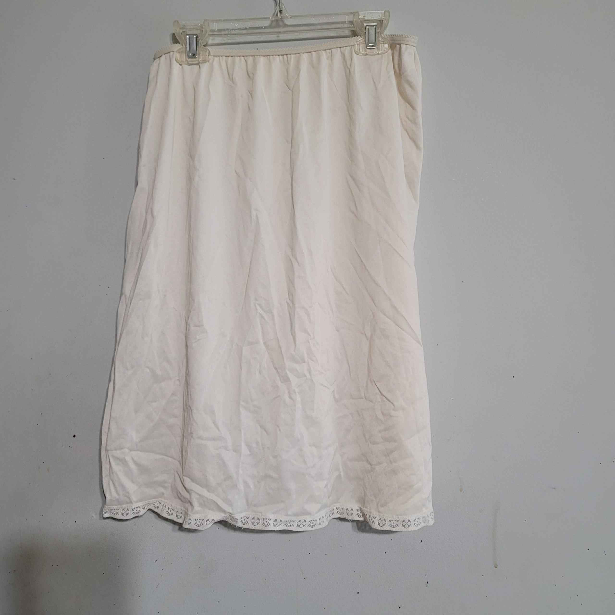 VINTAGE SLIP SKIRT LINGERIE by GOSSARD ARTEMIS SILKY IVORY SIZE LARGE LACE TRIM