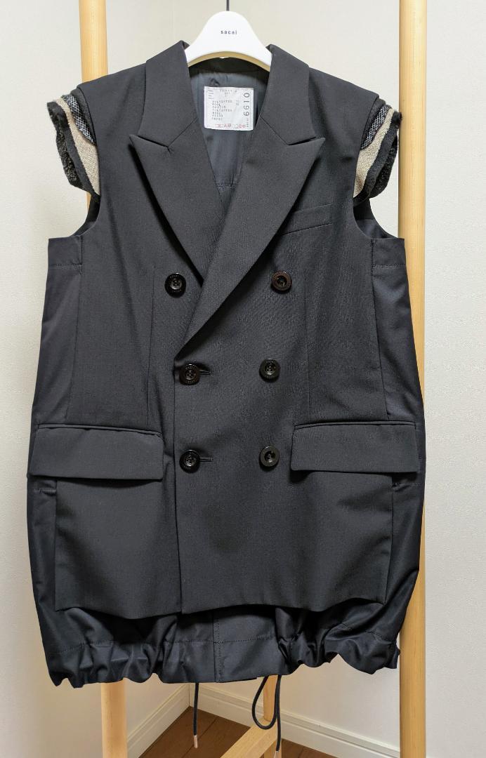sacai Suiting Mix Vest, Black