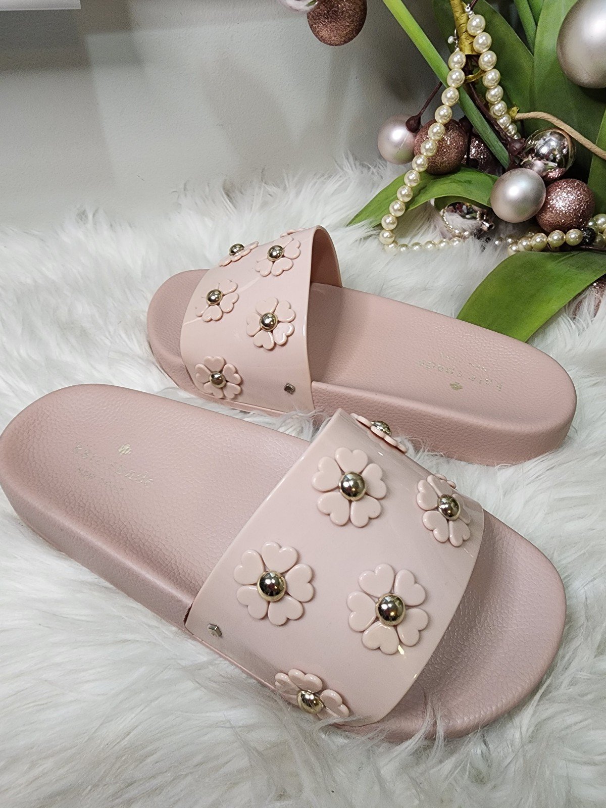 Kate Spade Spring Flower Embellished Slides size9