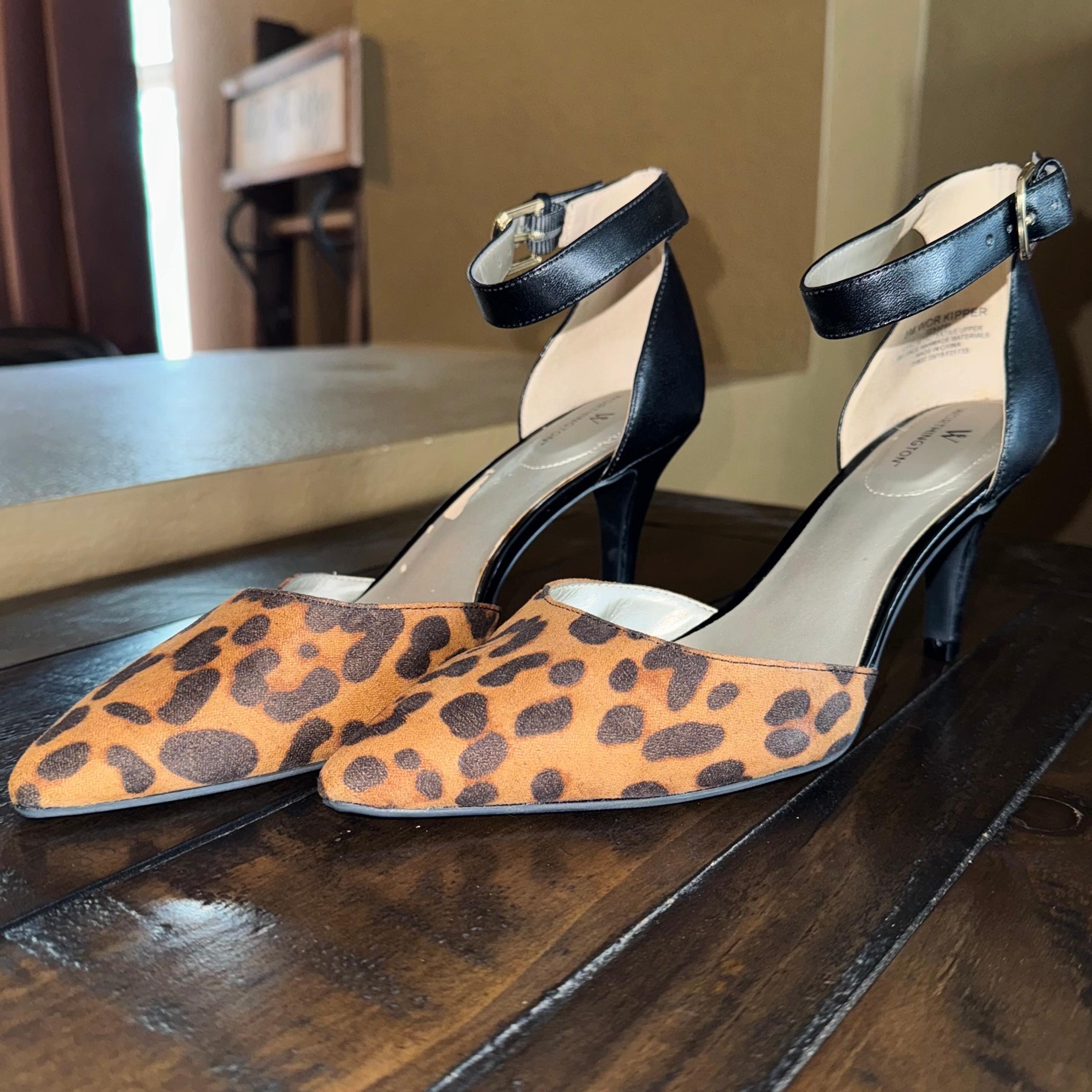 W Wor Kipper Cheetah Animal Print Pointed Toes Low Heels Womens 8 - Worthington