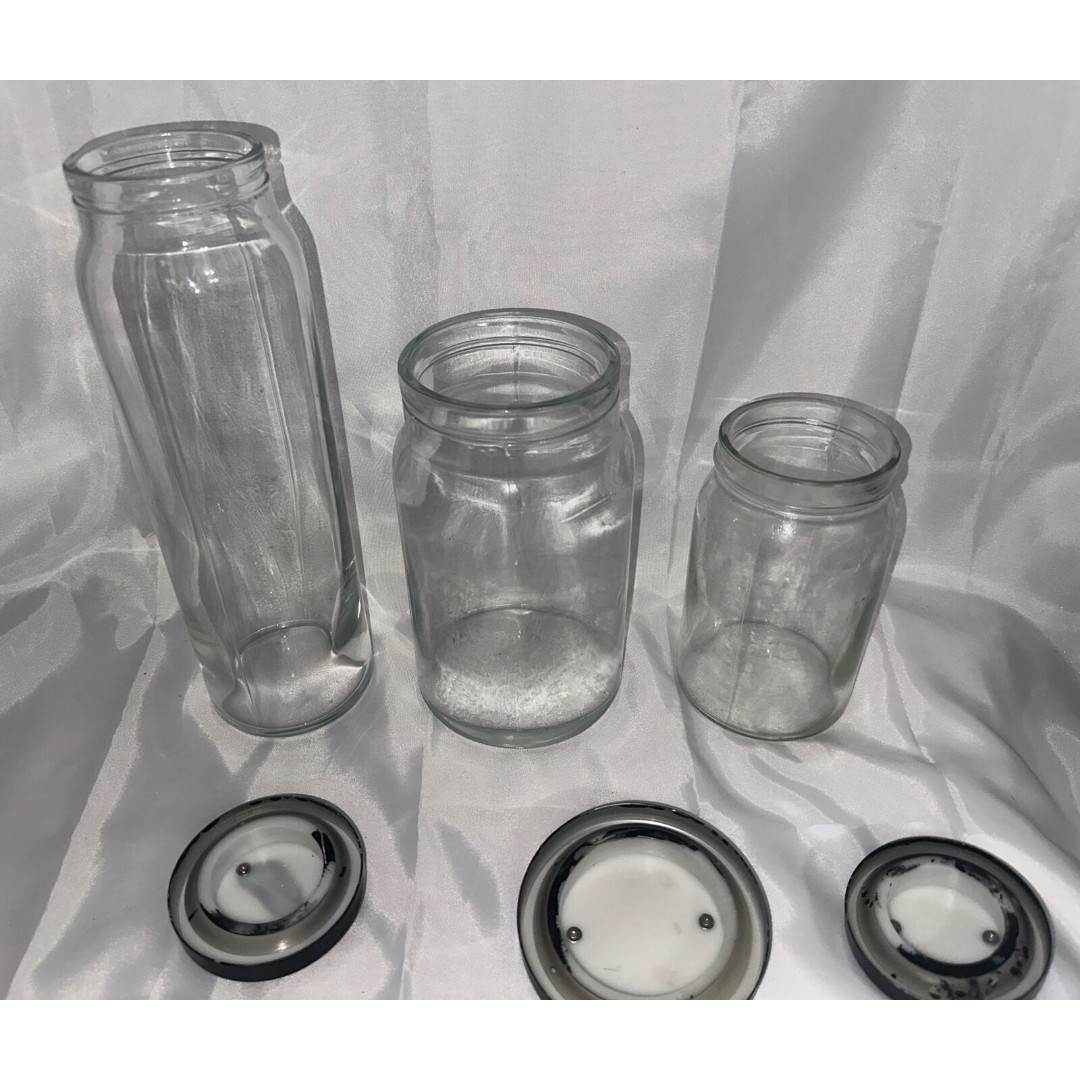 IKEA Burken Jar Clear Glass Storage Canister w/ Airtight Metal Lid Set of 3