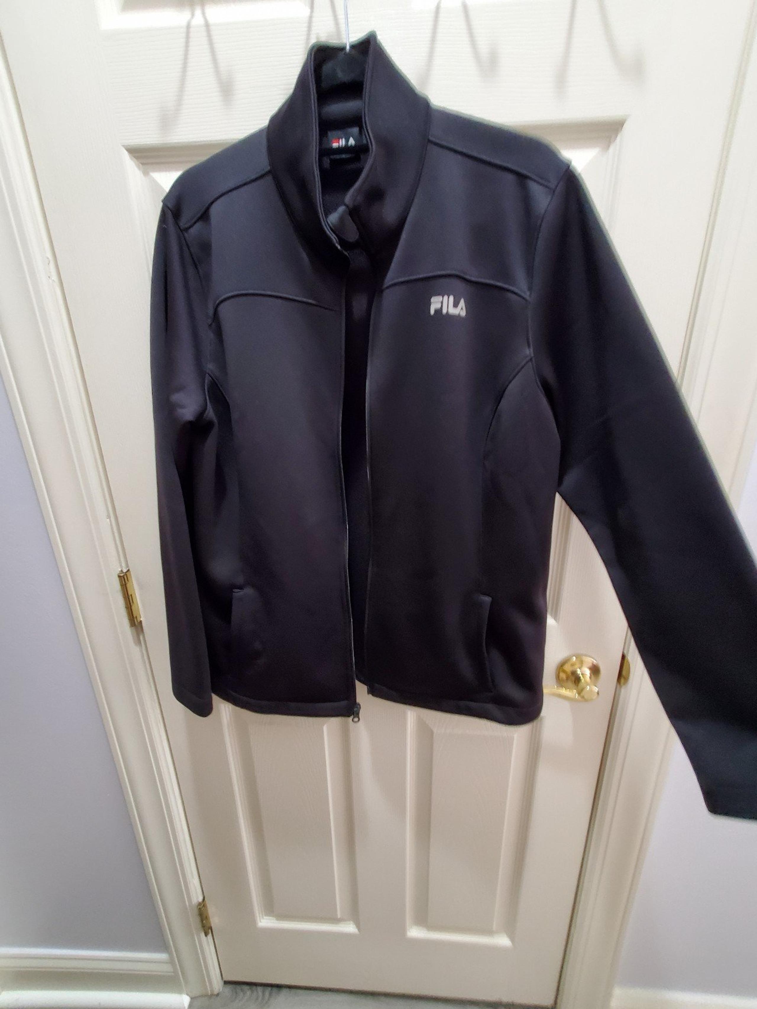 Womens Sport Fila black fleece zipper jacket XL