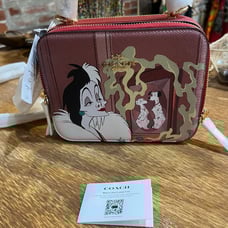 Brand New Disney X Coach Box Crossbody With Cruella Motif