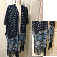 Charlotte Russe Kimono Fringe Navy OS