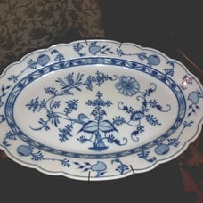 9 x 16 ANTIQUE MEISSEN BLUE ONION PLATTER