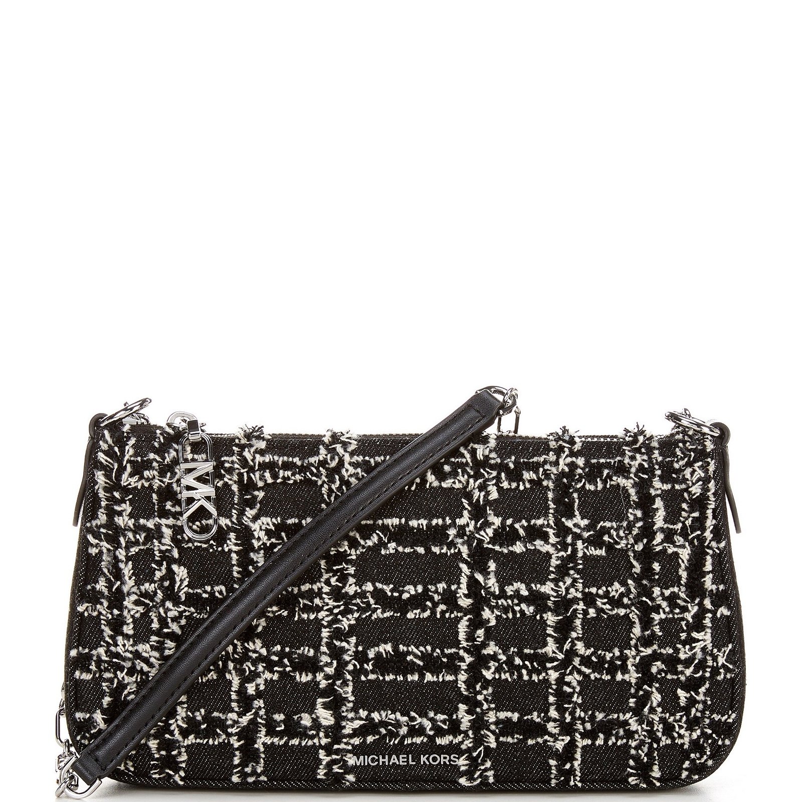 Michael Kors Empire Frayed denim chain link pouchette shoulder bag