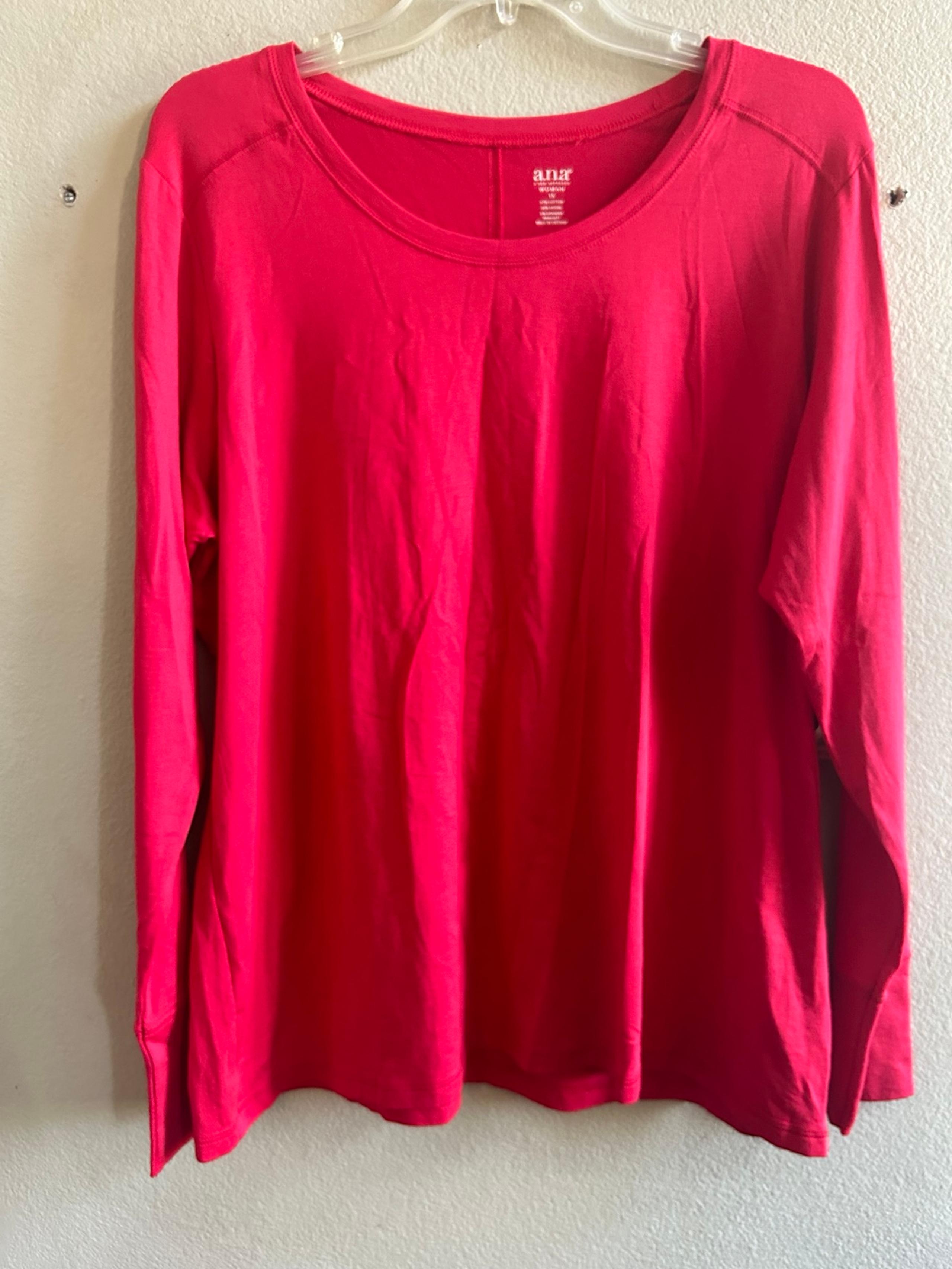 Women’s Brand New Ana Long Sleeve Red Shirt Size 1X Top