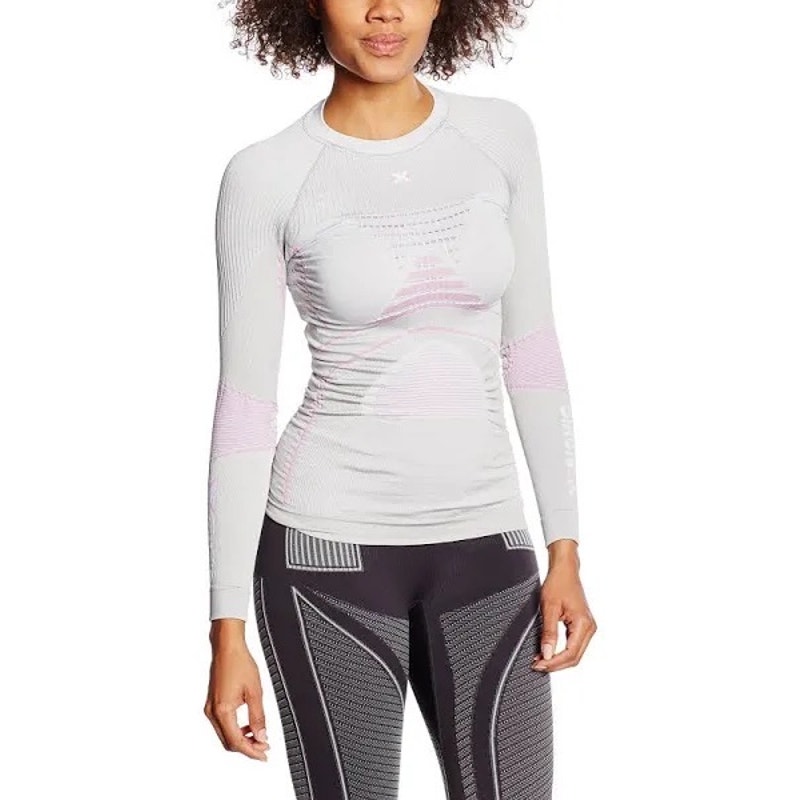 X-bionic grey pink Long Sleeve Stretch Base Layer top ski s/m