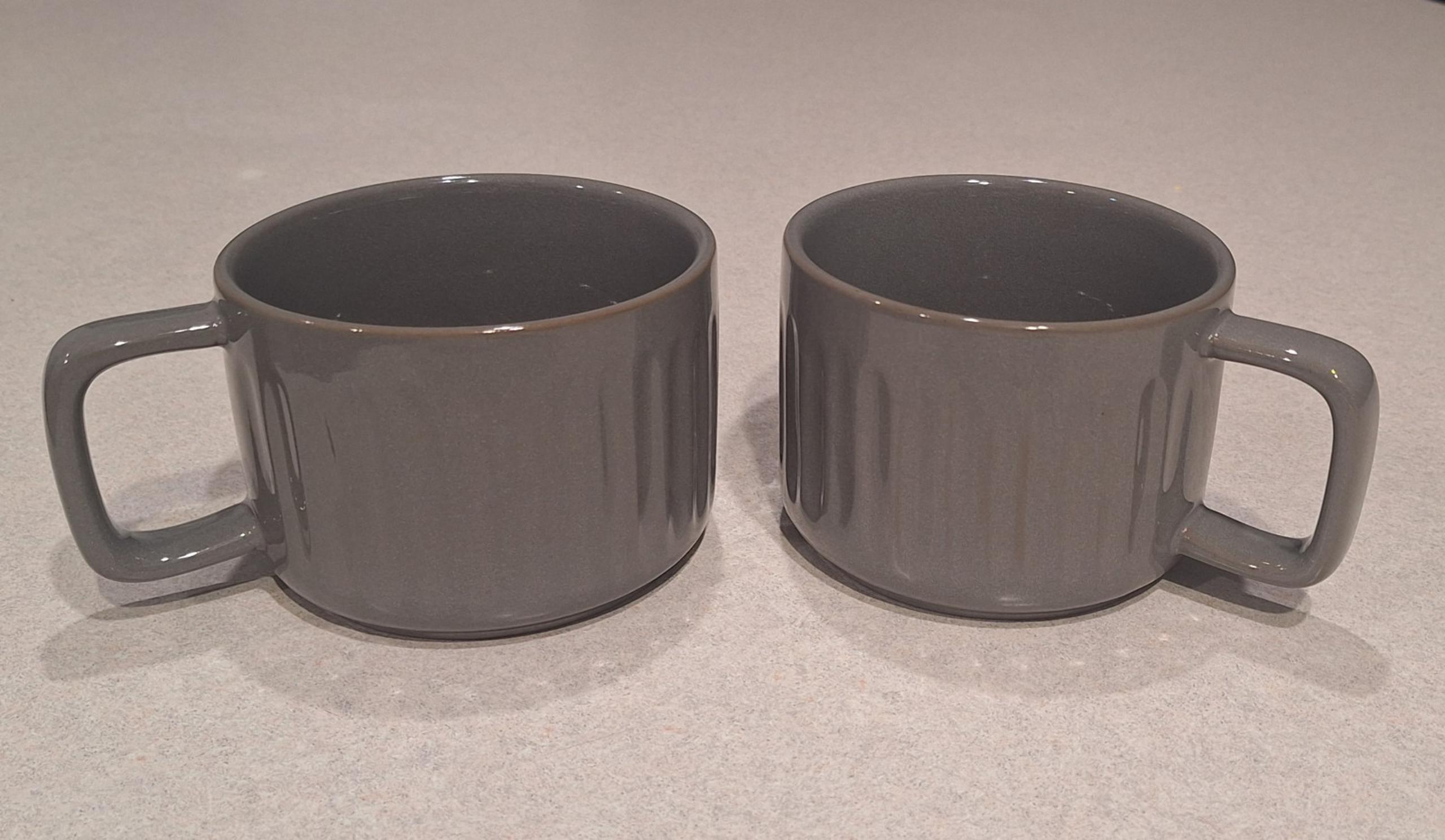 2 Hearth & Hand with Magnolia Fluted Gray 15 oz Stoneware Coffee Mugs