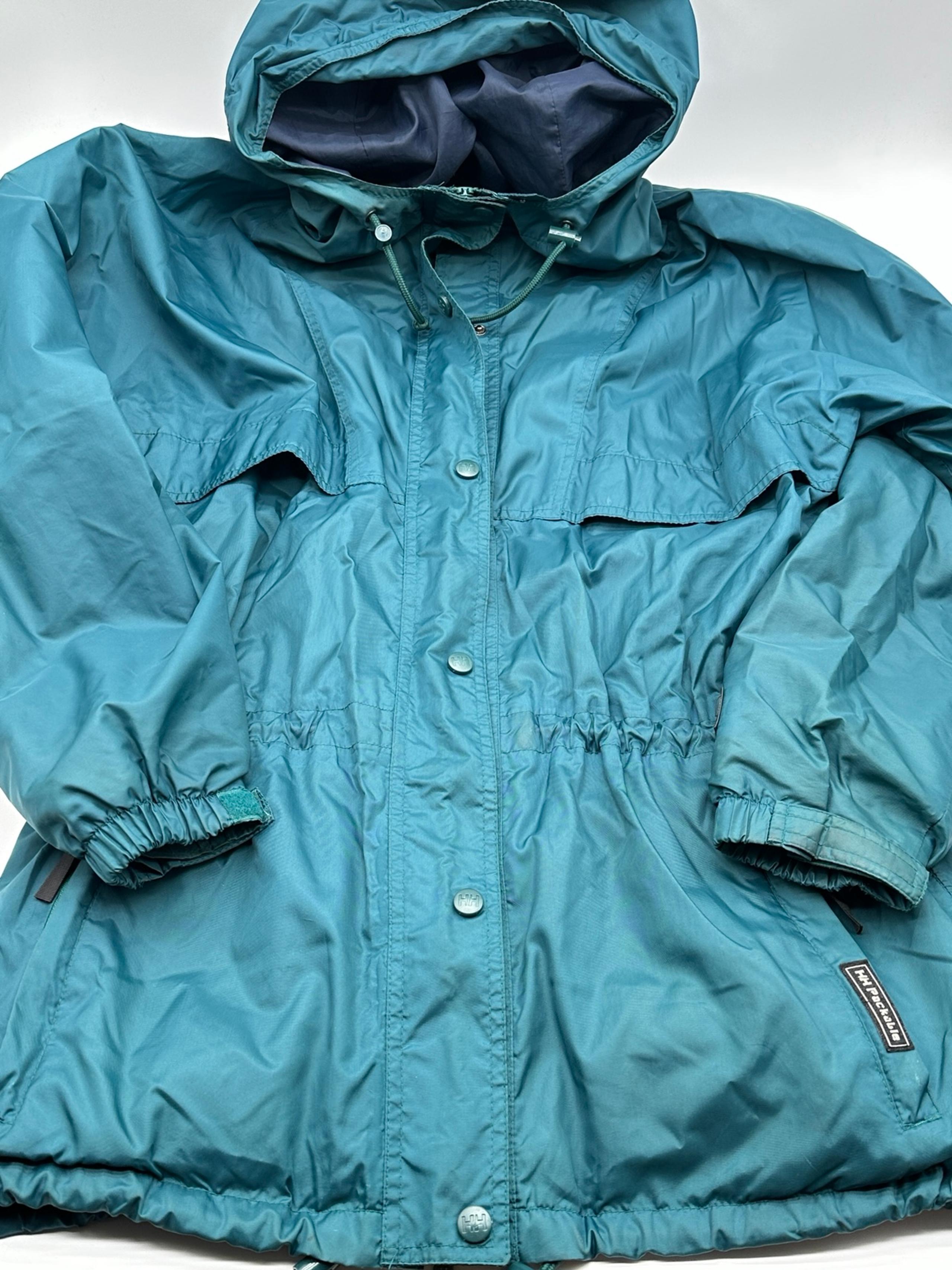 Helly Hanson HH Packable Hooded Jacket Teal Blue Full Zip Windbreaker Size Med