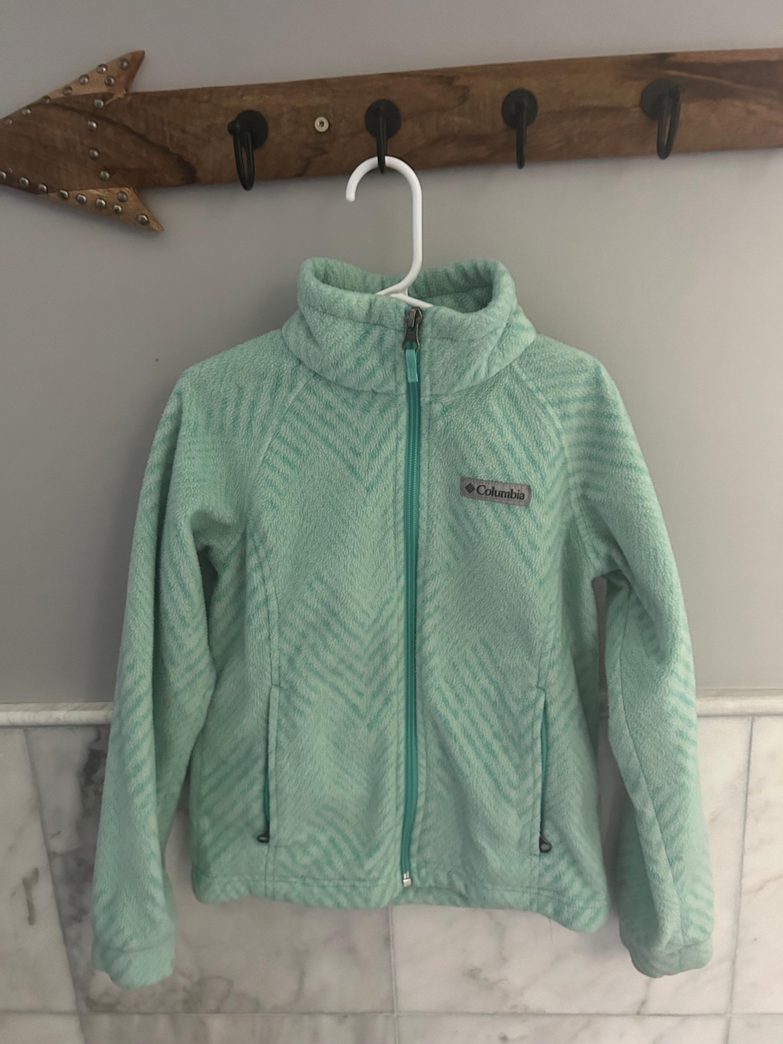 Girls Columbia teal blue zip up jacket fleece small