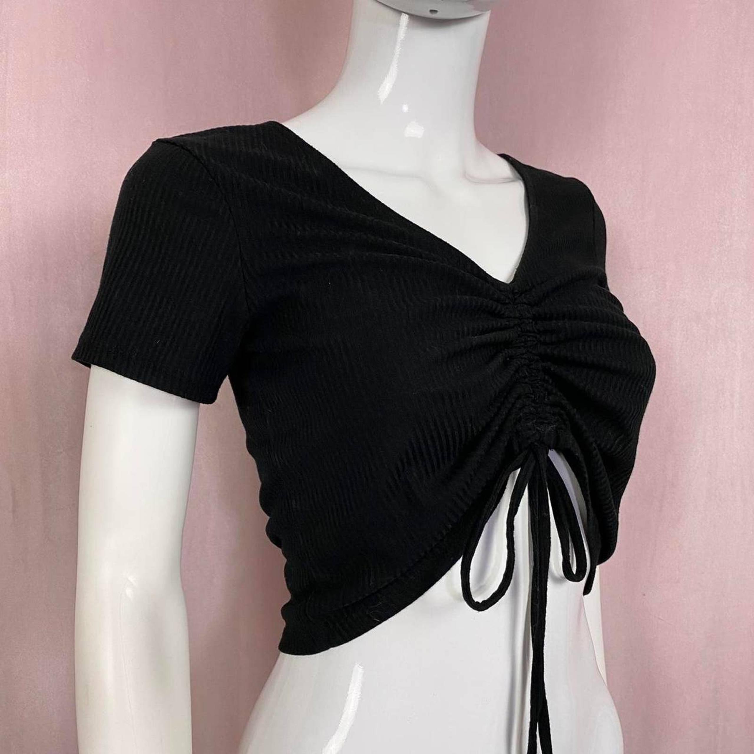 Wild Fable Cinched Rib Knit Crop Top, Size Small