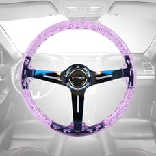 JDM TRD Universal 6-Hole 350mm Deep Dish Purple Crystal Bubble Steering Wheel