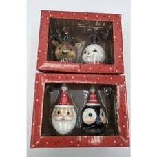 Johanna Parker Santa, Penguin, Rudolph Reindeer, Snowman Christmas Ceramic Ornam