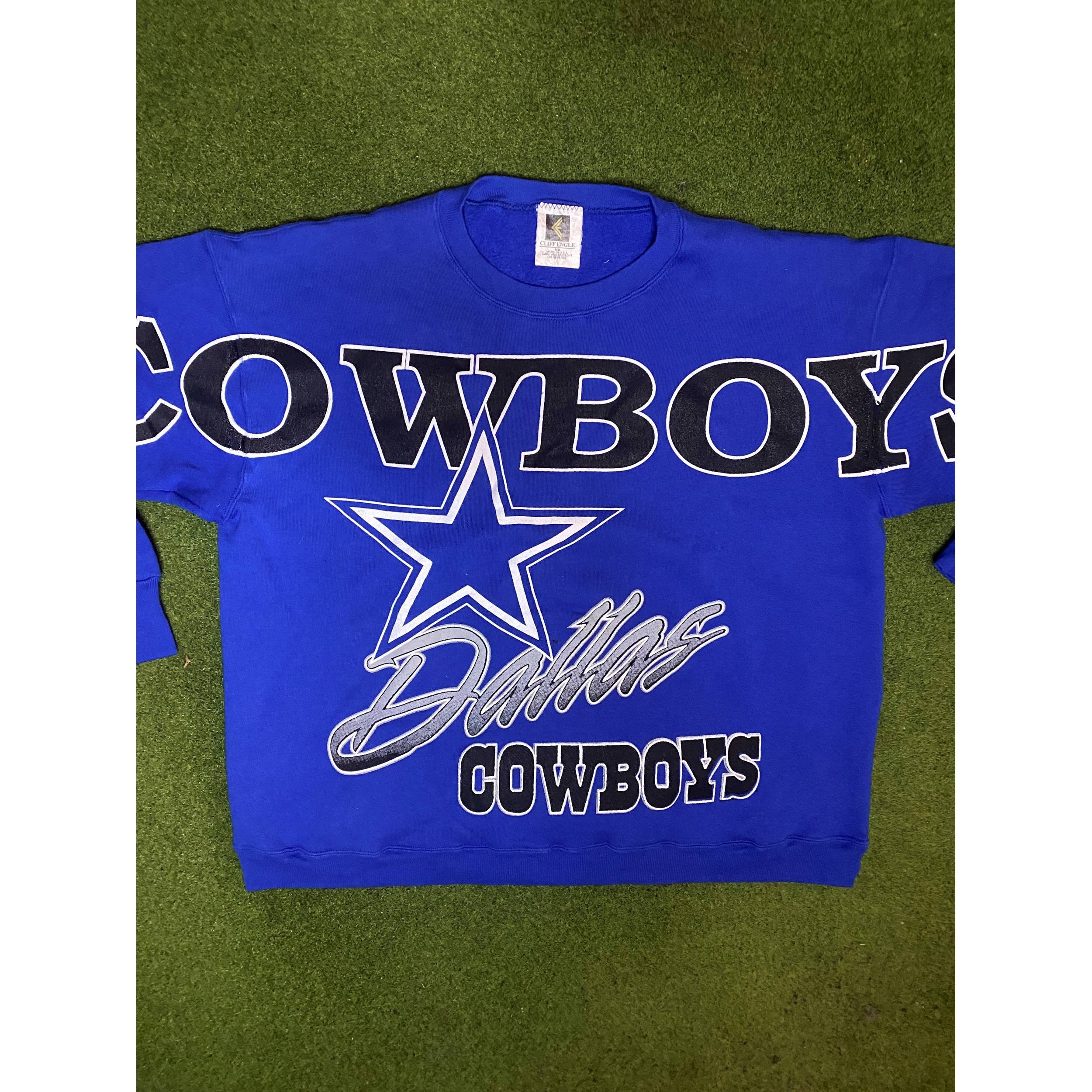 90s Dallas Cowboys - All Over Print - Vintage NFL Sweatshirt (Medium)