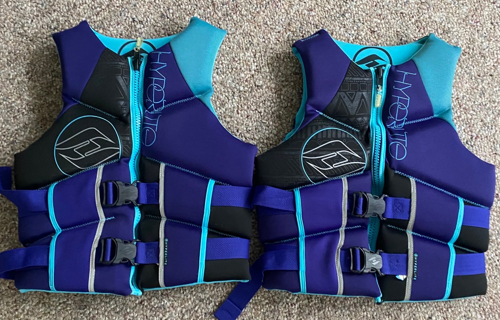 (2) Hyperlite Women’s Life Vest Jacket Sz Medium Purple Black Turquoise