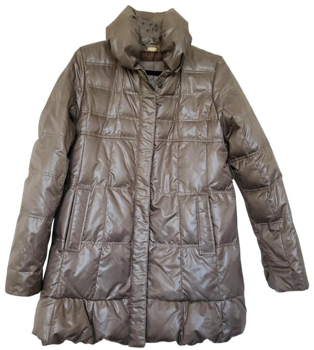 Balmain Brown Puffer Long Coat Size 12 (L)