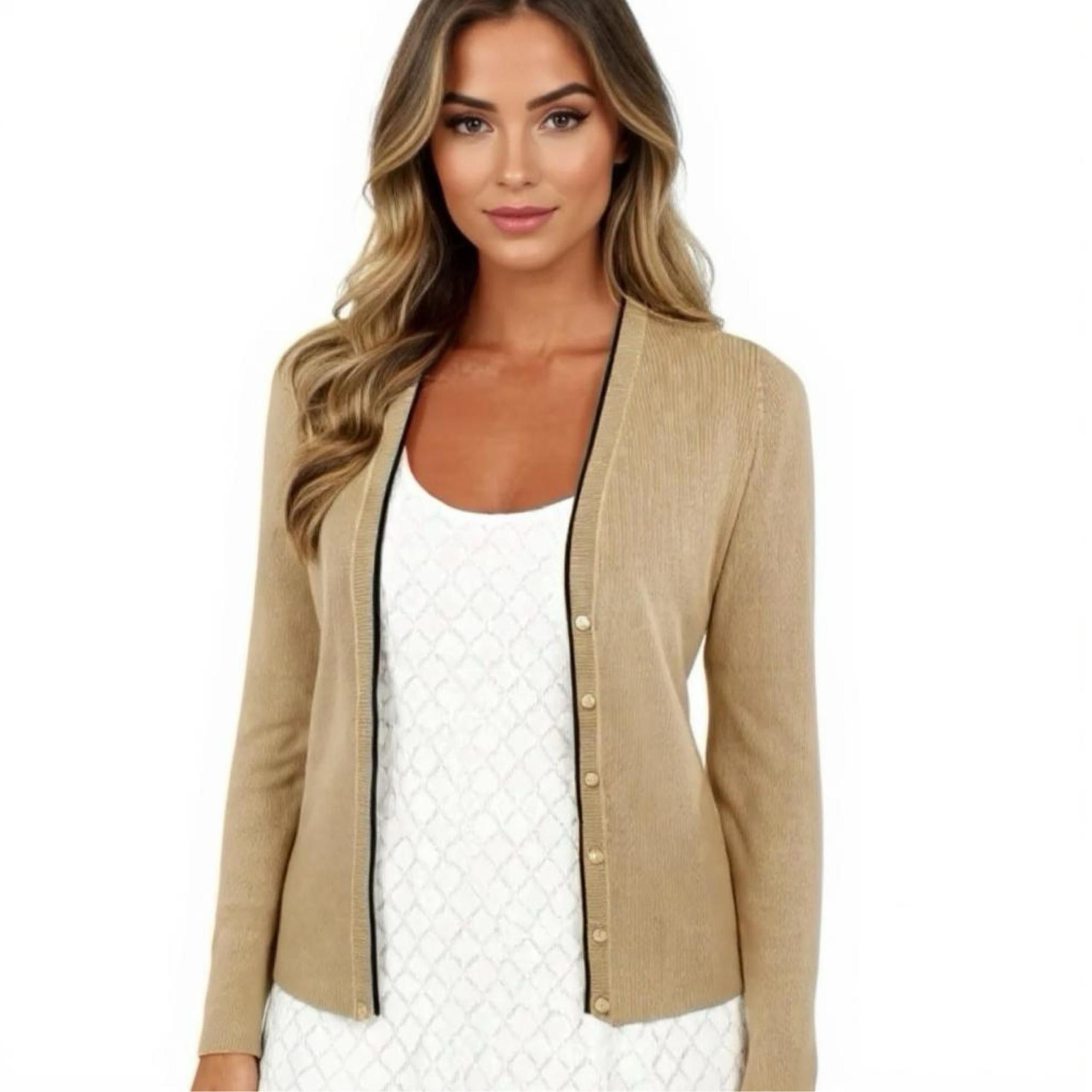 Vintage 90s THE LIMITED Silk Blend Cardigan Sweater Stretchy Knit Beige Size M/L