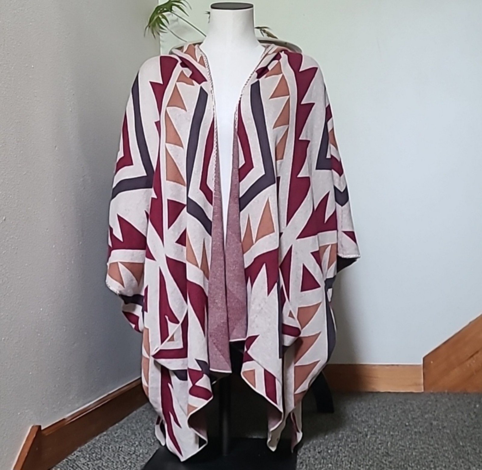 Billabong Aztec Hooded Poncho Cardigan size S
