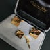 【Excellent Condition】Dior Cufflinks and Tie Pin Set Gold Mesh Logo②