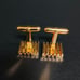 【Excellent Condition】Dior Cufflinks and Tie Pin Set Gold Mesh Logo②
