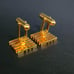 【Excellent Condition】Dior Cufflinks and Tie Pin Set Gold Mesh Logo②