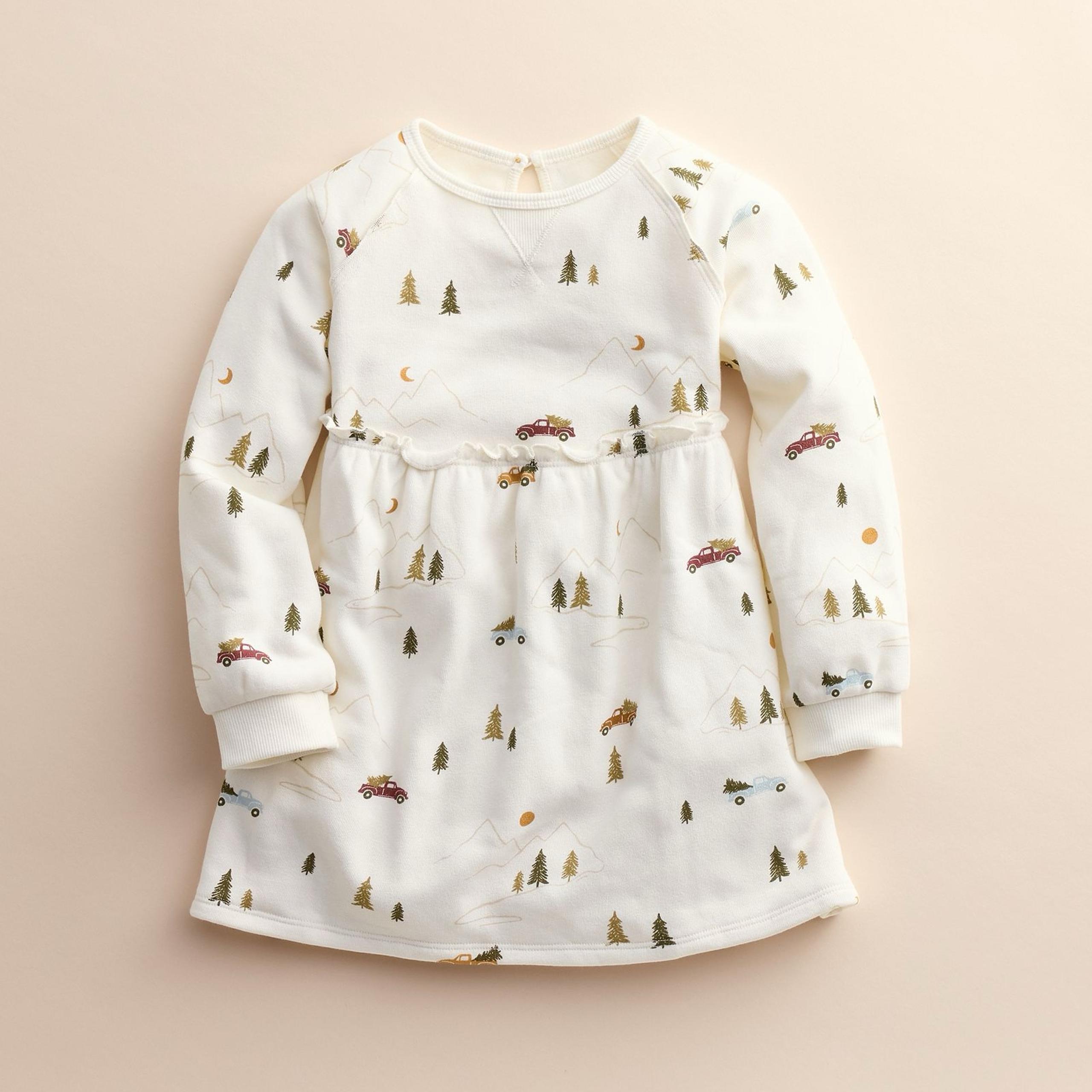 Little co by Lauren Conrad fleece dress - ivory trucks