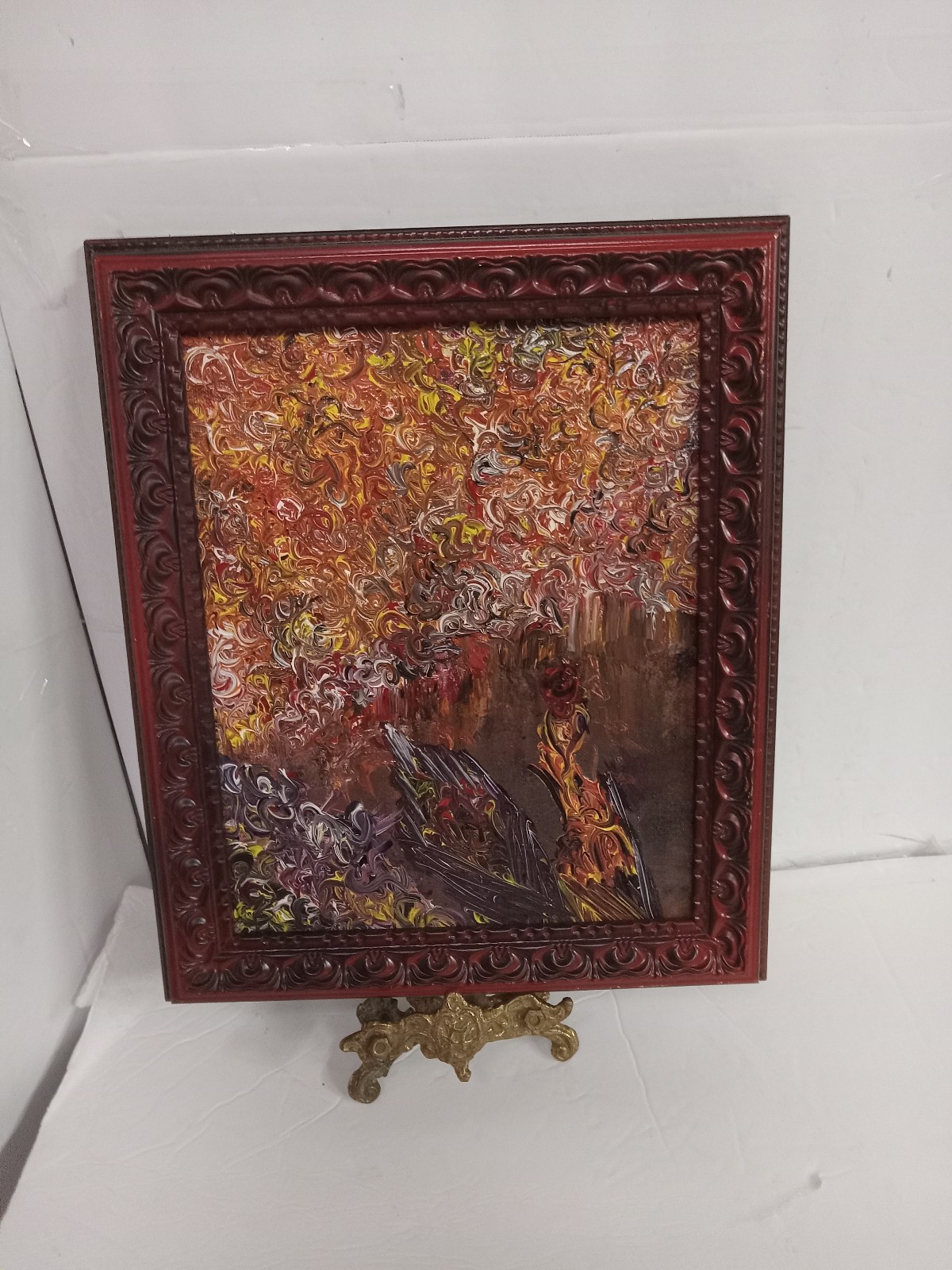 Vintage Handpainted Abstract 3D Acrylics on Canvas Framed ONE OF A KIND
