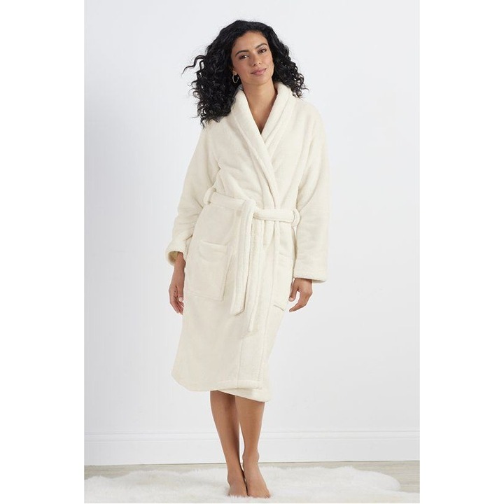 NWT Soft Surroundings Amalia Plush Cozy Bath Robe in Ivory - XL - Gift for Mom