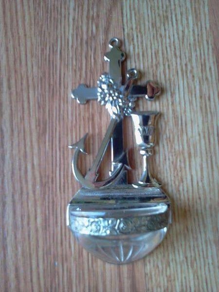 Vintage Silver Plated Made in West Germany Cross & Anchor Christen Water Font