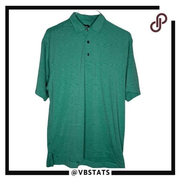 FootJoy Mens Collared Short Sleeve Striped Golf Polo Shirt Green Size Large