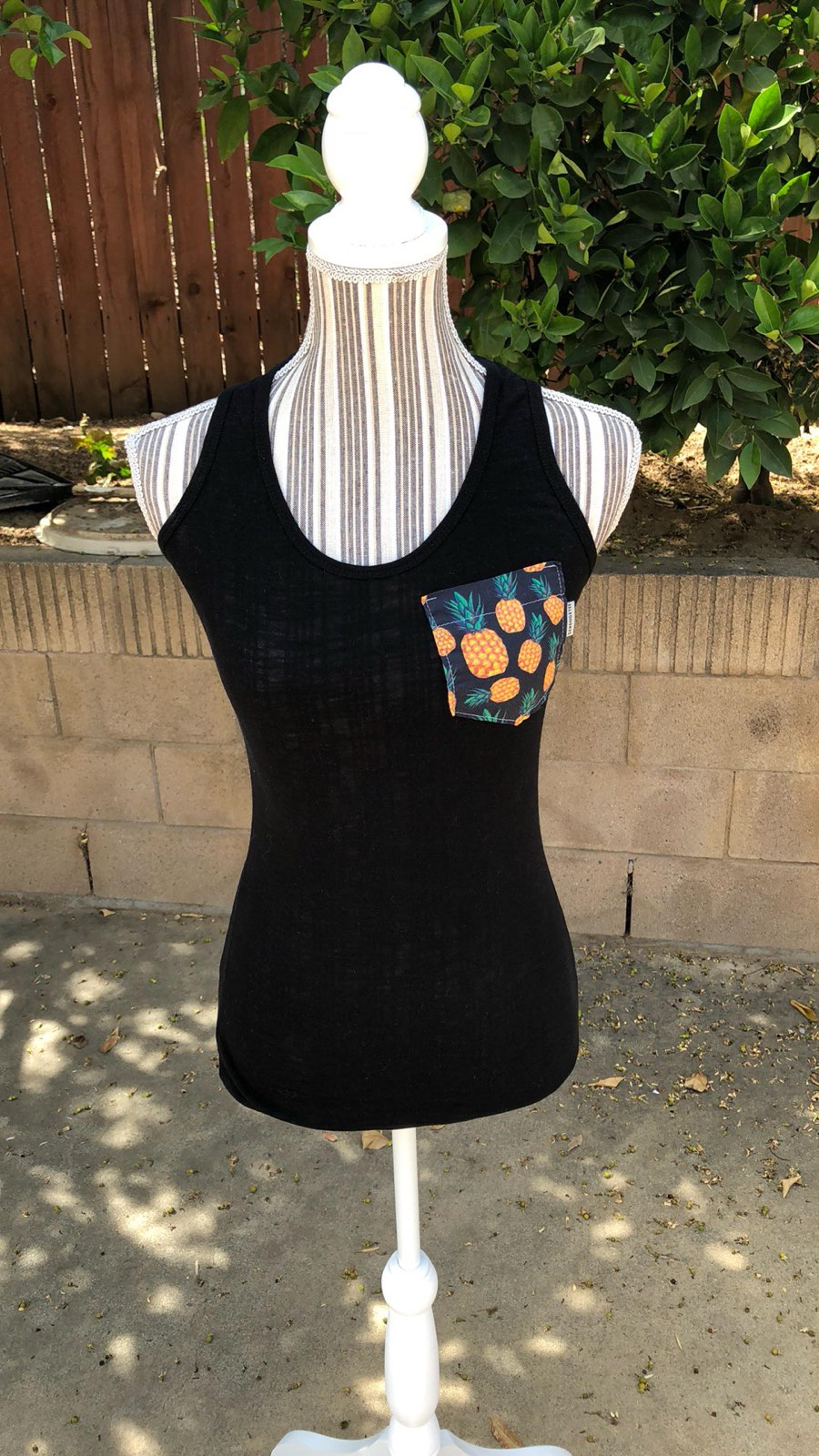 Pineapple Print Pocket Tank - Serengeti