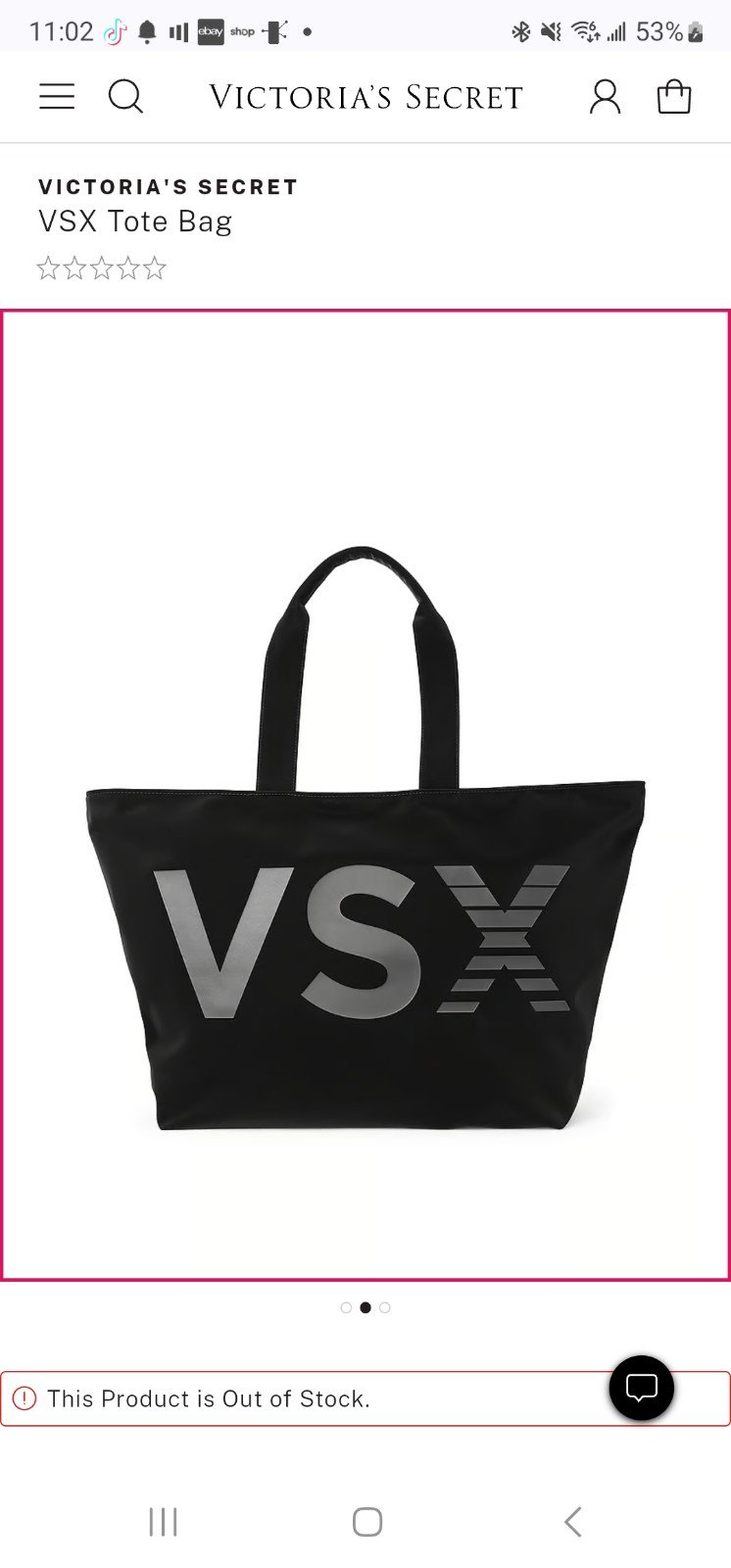 Victoria Secret Tote Bag Black VSX
