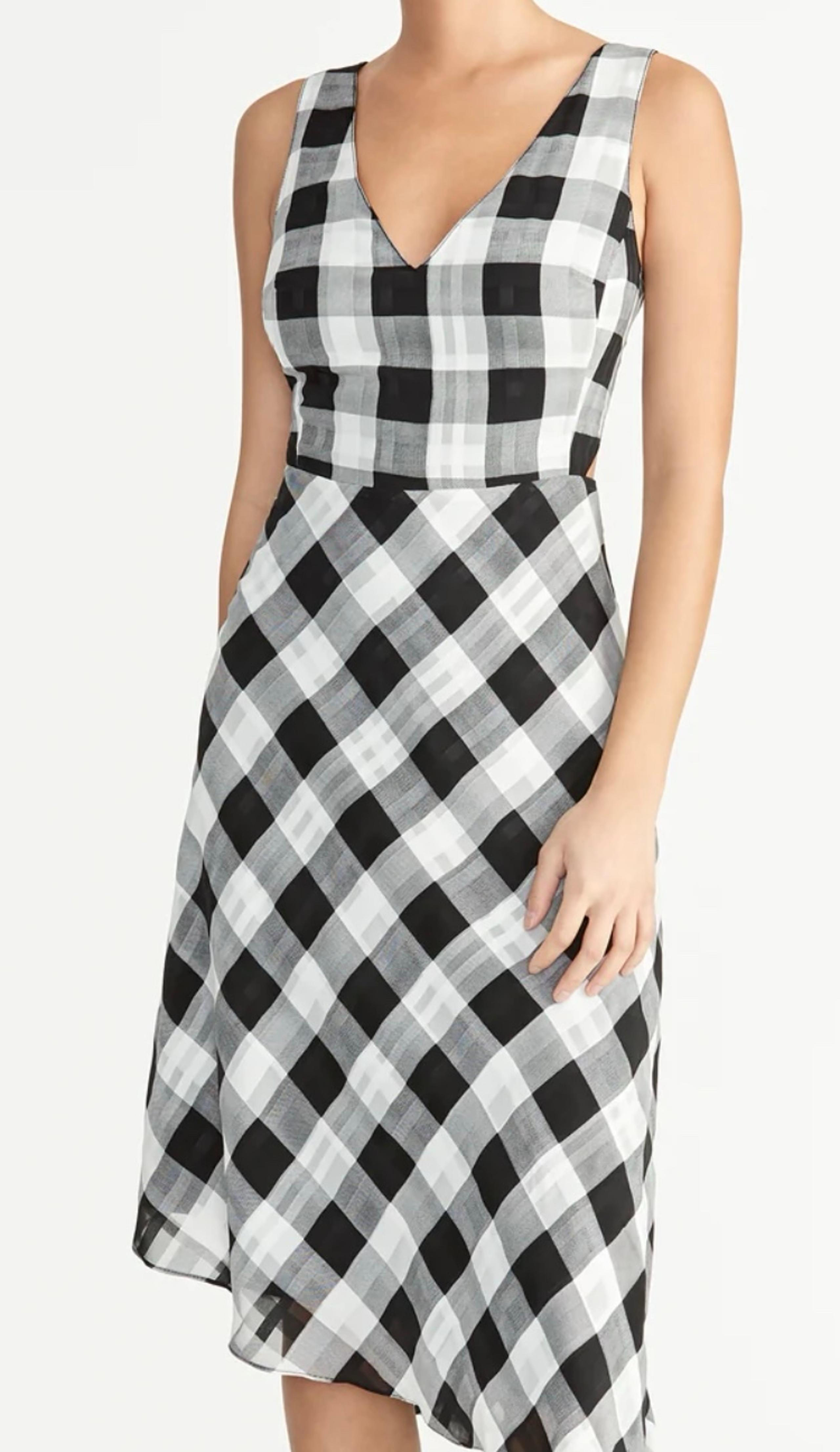 NWT RAJ Check Dress RACHEL Rachel Roy size 8 asymmetrical hemline waist cutout