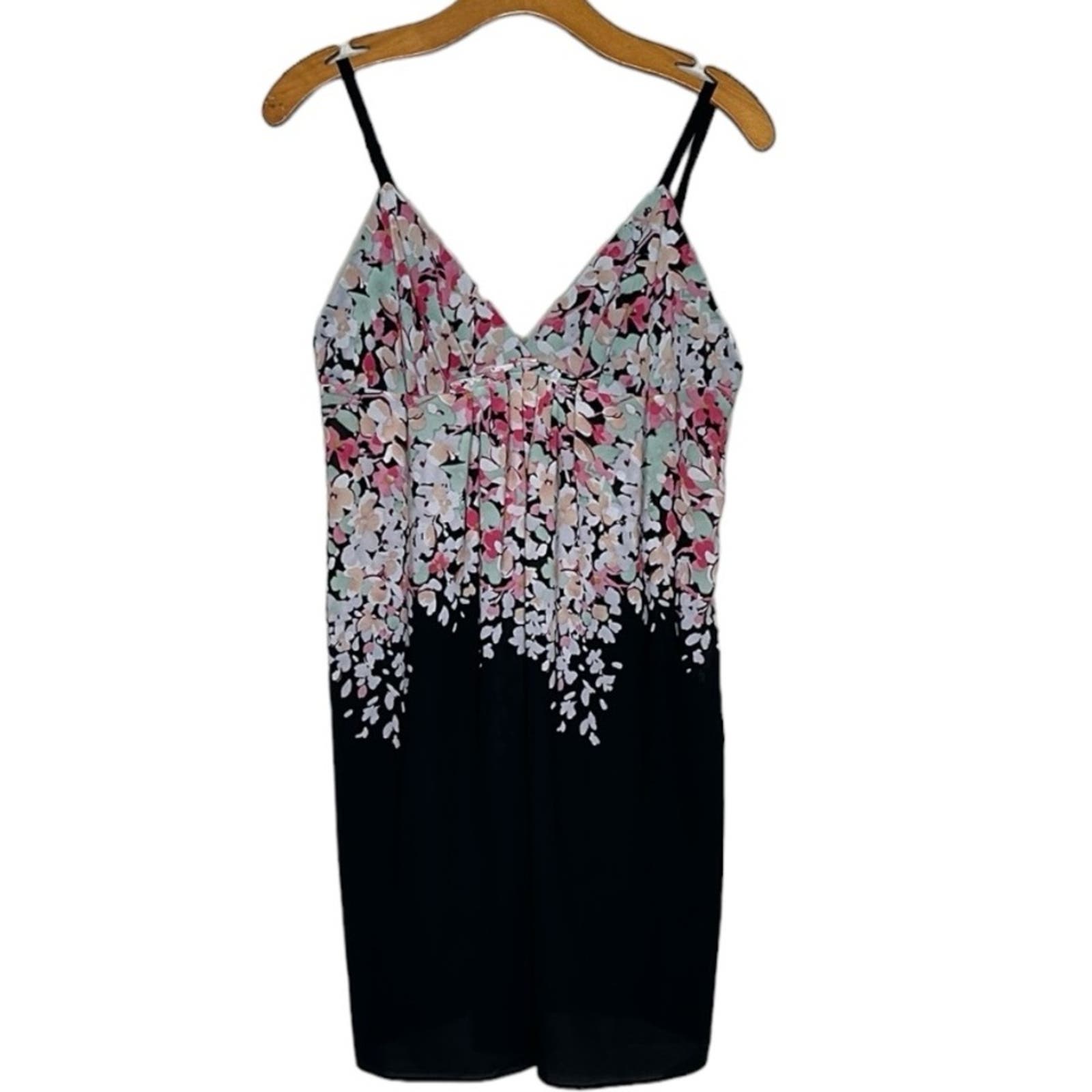 VTG Oscar de la Renta Floral Chemise Nightgown Slip Black Size Medium