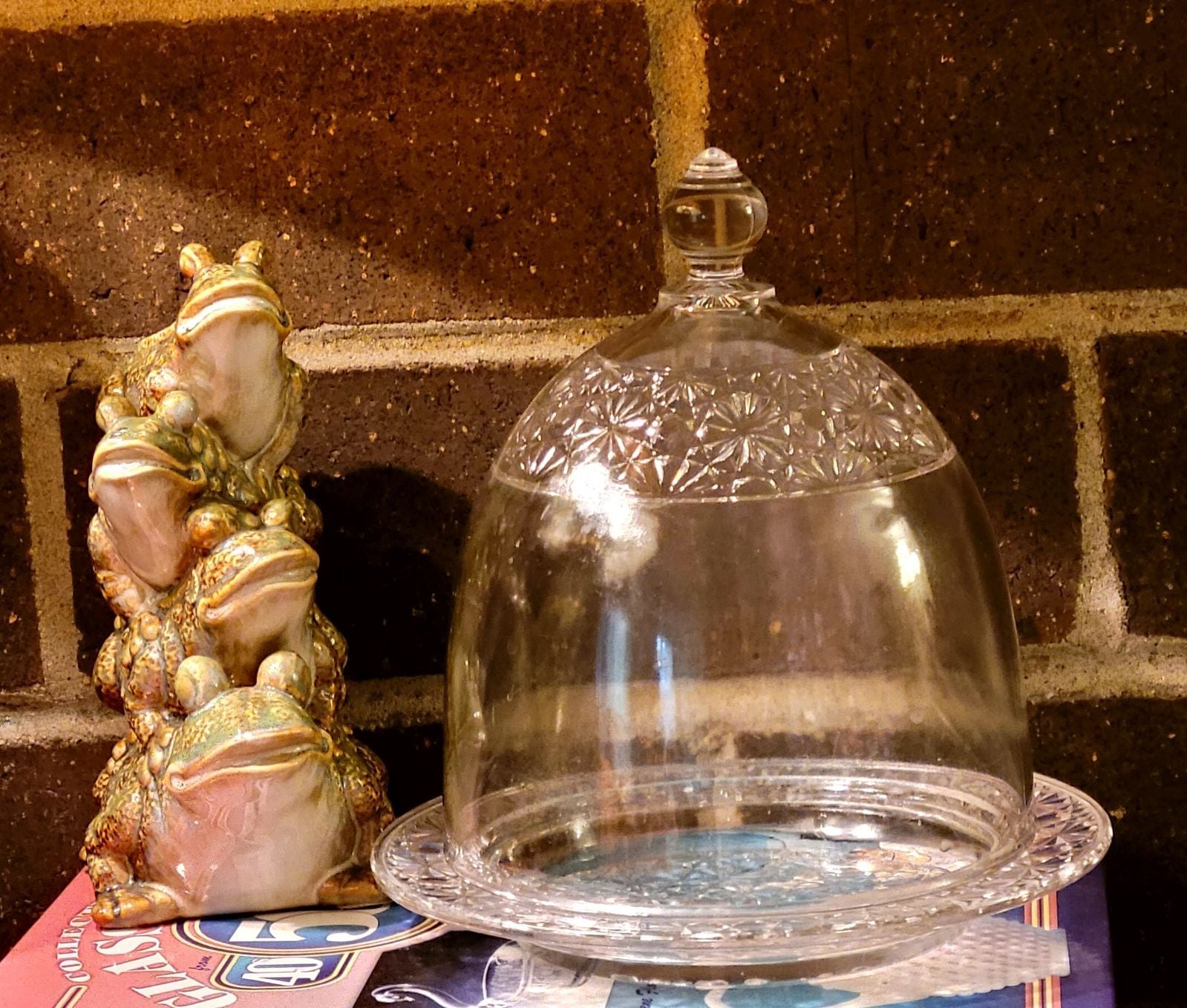Vintage French Glass Cheese Dome & Dish,Cheese Bell,Butter Dish,Cheese Dish,Chee