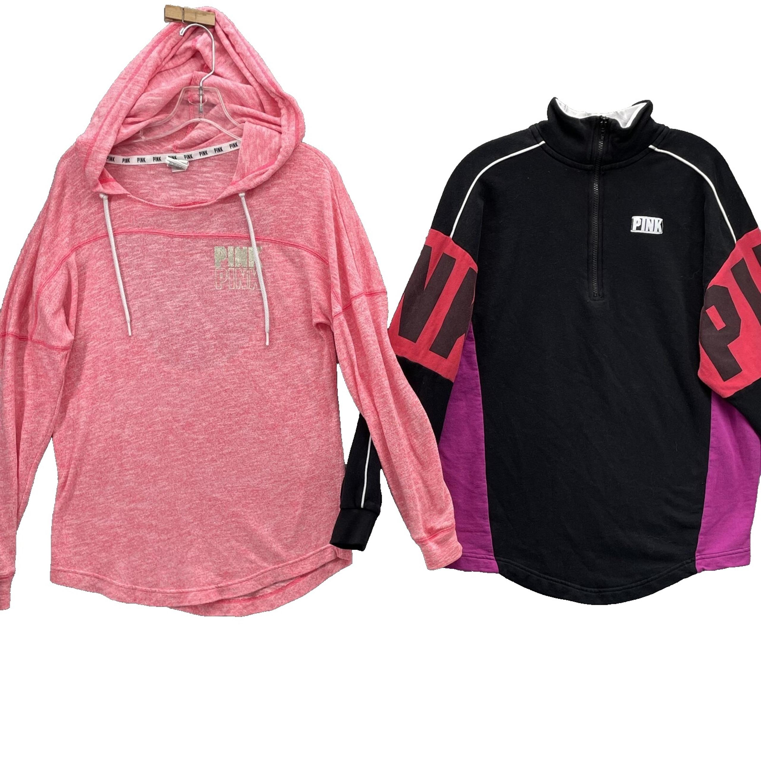 PINK Victoria's Secret Sweater Lot of 2 Womens Small Hoodie 1/4 Zip Sportswear