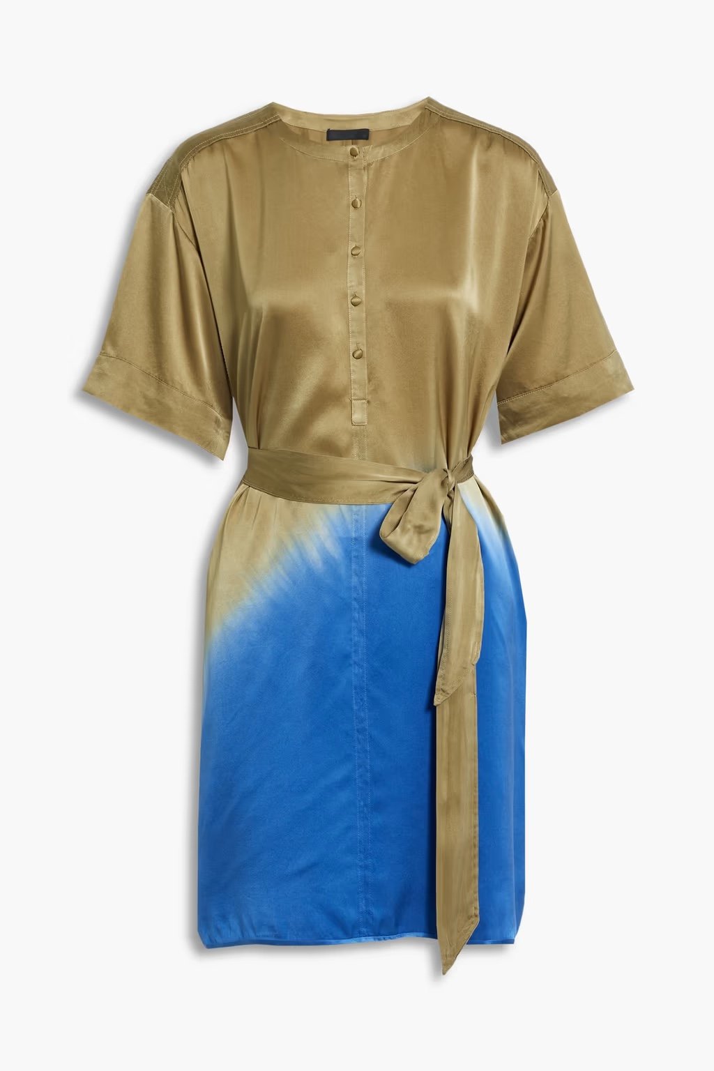 NWOT ATM ANTHONY THOMAS MELILLO Silk Charmeuse Tie-Dye Shirtdress